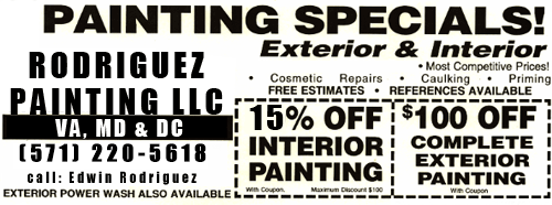 Painting Specials! Painting Coupon 15% off interior painting